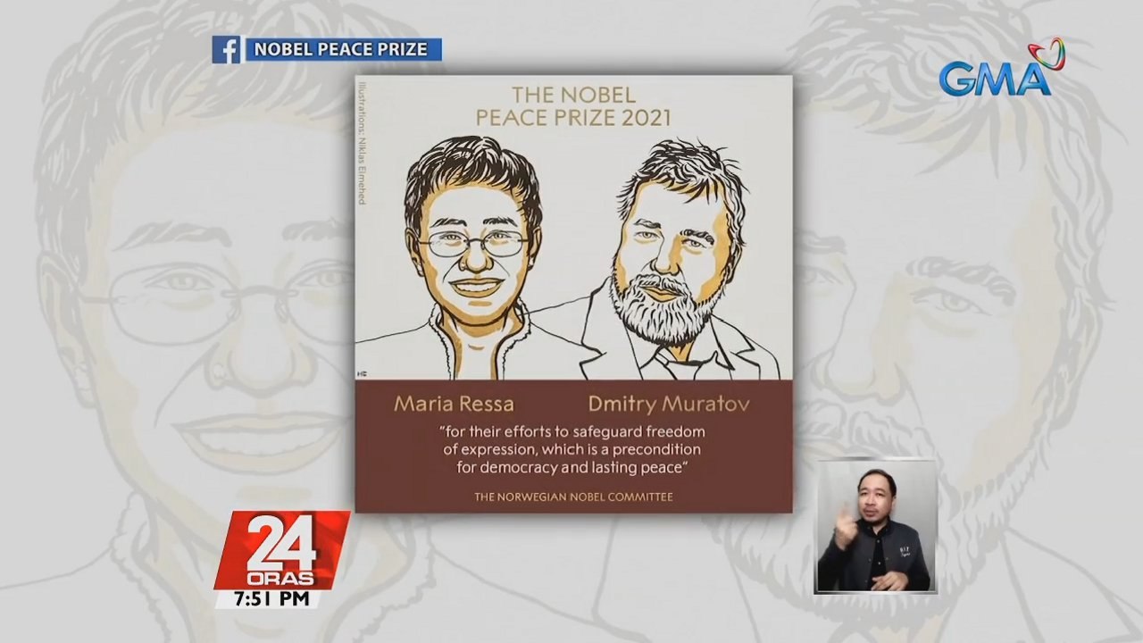 Maria Ressa, ginawaran ng Nobel Peace Prize for 2021 dahil sa paglaban para sa freedom of expression sa Pilipinas | 24 Oras
