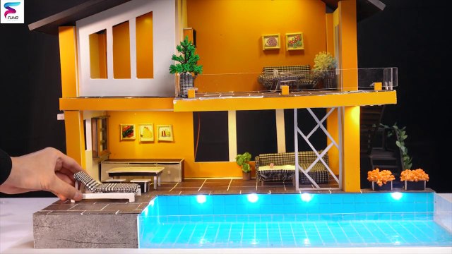 BRICKLAYING Build a mini YELLOW HOUSE for goldfishes with mini bricks, concrete _ Mckook