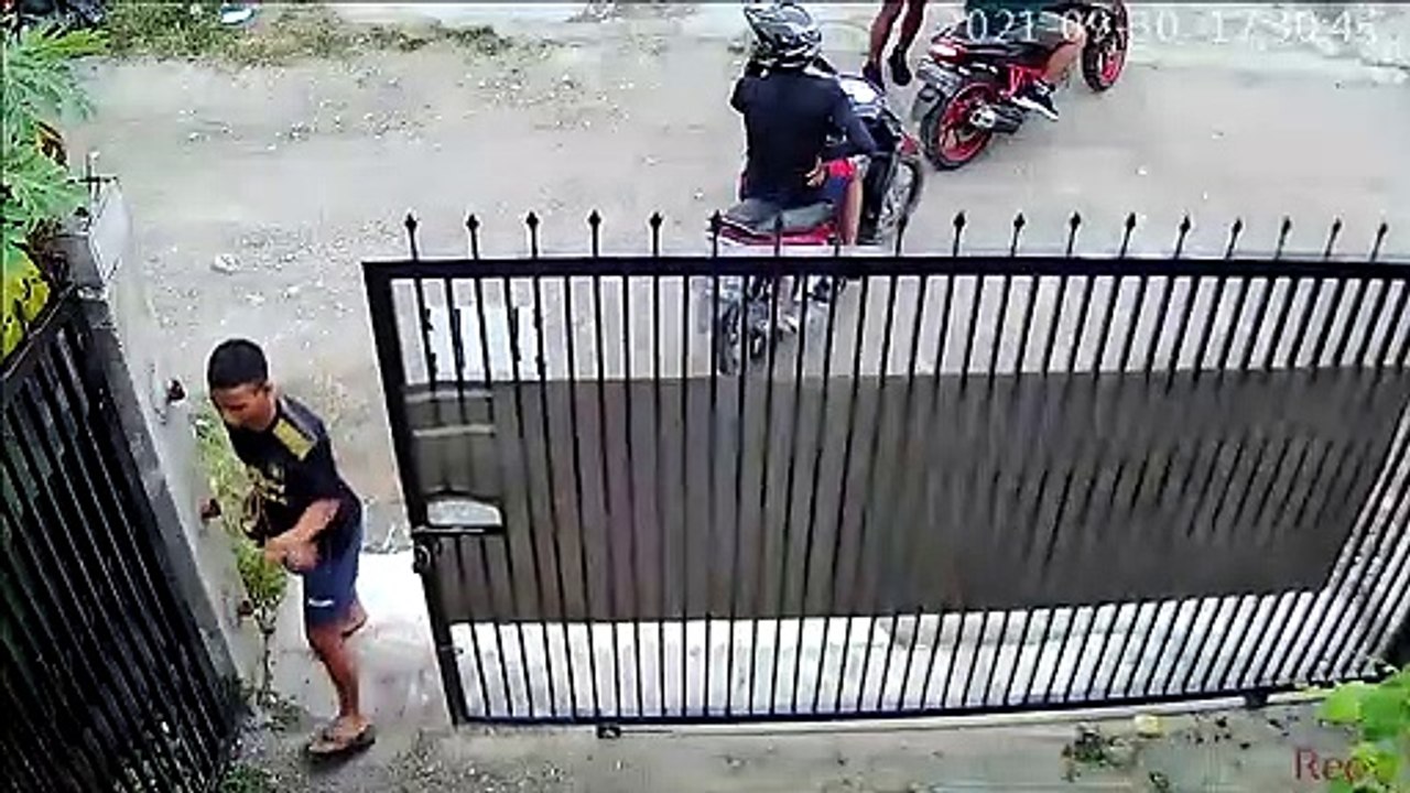 Gate Comes Crashing Down Onto Motorcycle
