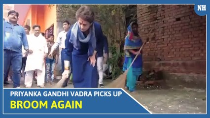 Watch: Priyanka Gandhi Vadra Picks Up Broom Again After Yogi Adityanath's Dig