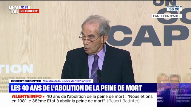 Robert Badinter: La peine de mort est vouée à disparaître de ce monde parce qu'elle est une honte pour l'humanité
