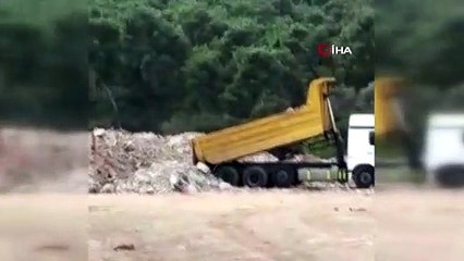 İstanbul’da kaçak hafriyat dökümü böyle görüntülendi