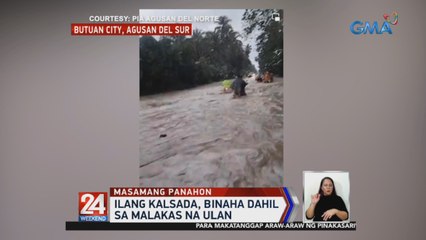 Ilang kalsada, binaha dahil sa malakas na ulan | 24 Oras Weekend