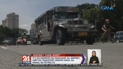 P12 na minimum na pamasahe sa jeepney, hirit ng transport groups dahil sa mahal na petrolyo | 24 Oras Weekend