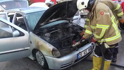 Seyir halindeki LPG'li otomobil alev aldı