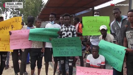 شاهد" المهاجرون في ليبيا يطالبون بترحيلهم إلى مكان آمن