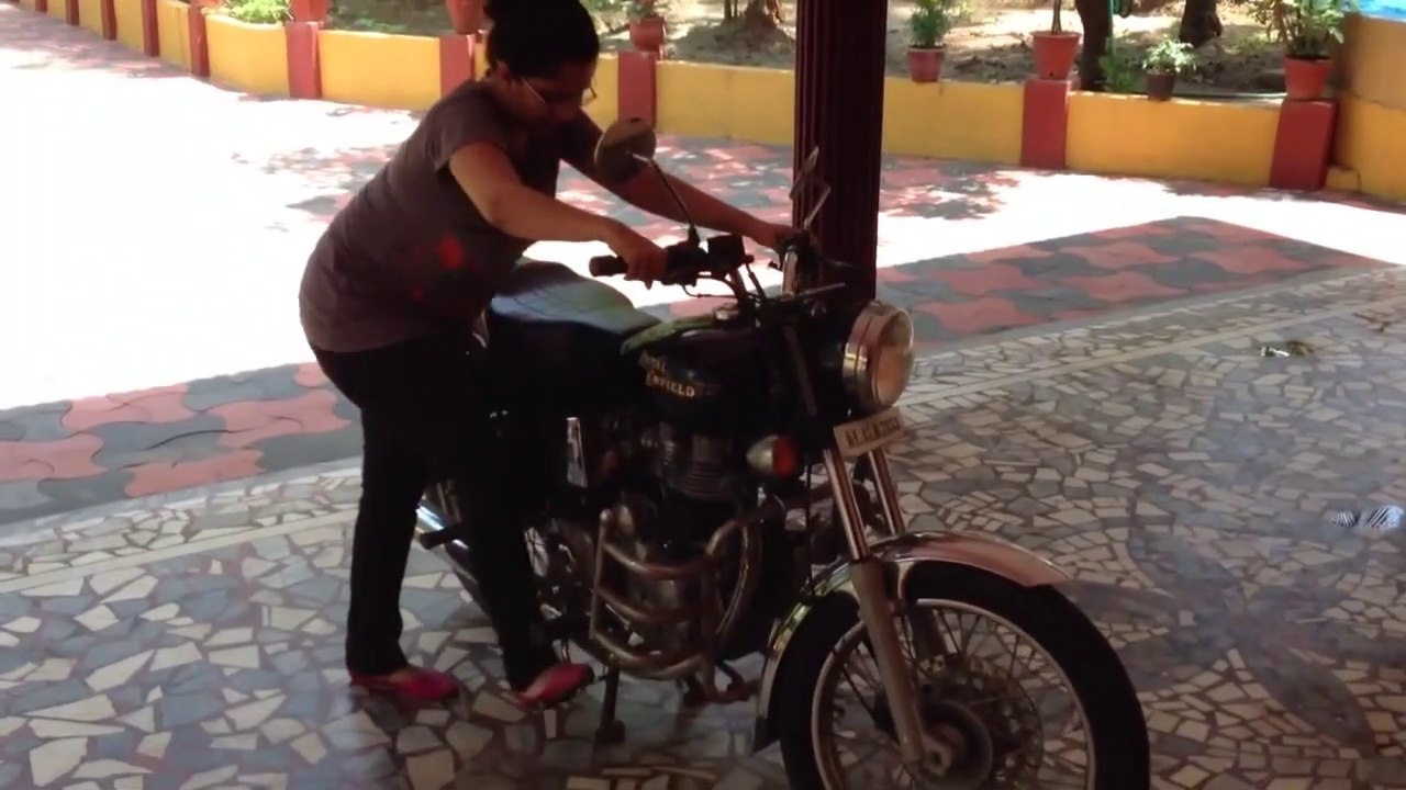 Indian Girl Enfield Kick Start
