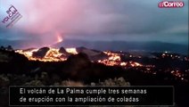 El volcán de La Palma cumple tres semanas de erupción con la ampliación de coladas