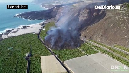 La tercera semana del volcán de La Palma: el derrumbe del cono norte crea una nueva colada