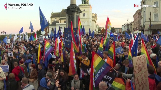 Apoiantes polacos da União Europeia manifestam-se em Varsóvia