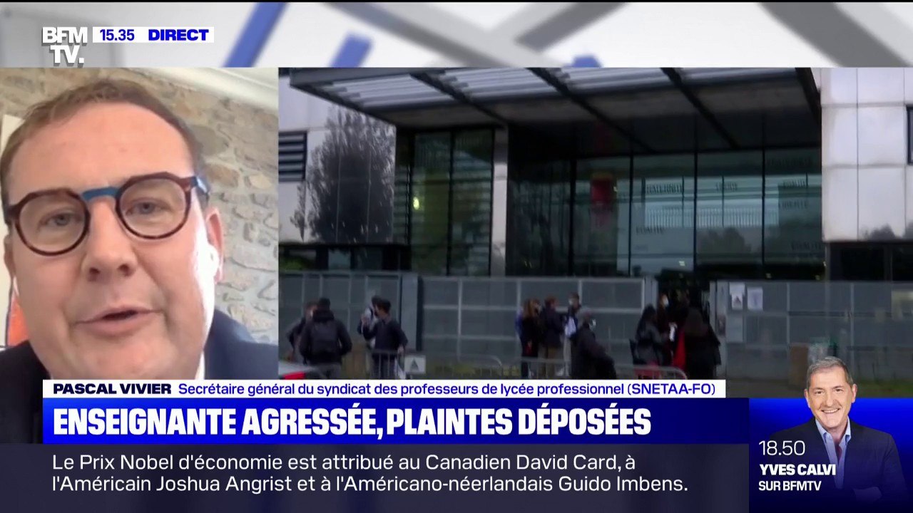 Enseignante agressée: selon Pascal Vivier, secrétaire général du syndicat des professeurs de lycée professionnel FO, sans la vidéo, "nous n'aurions pas vu que cette collègue a été malmenée et elle n'aurait pas été prise en charge"