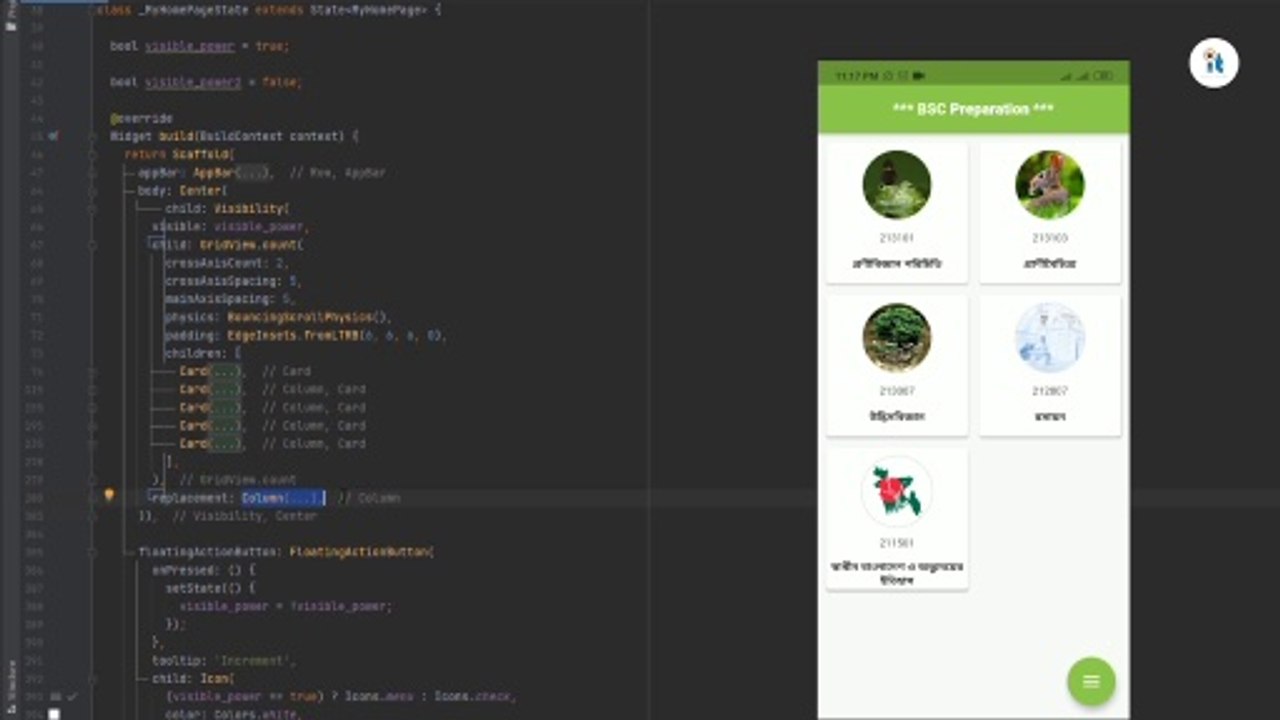 How to Show/Hide widget flutter Using Flutter flutter visibility | Visibility using hide any content or show also replacement widget. How to use visibility in Flutter .