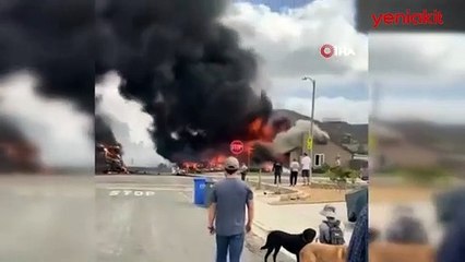 ABD'de bir uçak evlerin bulunduğu bölgeye düştü