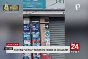 La Victoria: delincuentes cortan puerta de metal para robar tienda de celulares