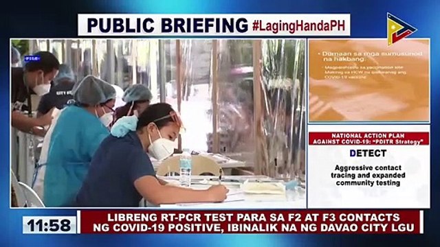 Libreng RT-PCR test para sa F2 at F3 contacts ng COVID-19 positive, ibinalik na ng Davao City LGU