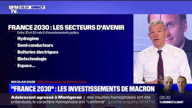 Hydrogène, batteries électriques, biotechnologies...: les secteurs du programme d'investissements France 2030 d'Emmanuel Macron
