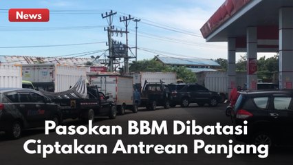 STOK BBM DI BATASI !! ANTREAN KENDARAAN DI SPBU ARIFIN AHMAD HINGGA 300 METER !!