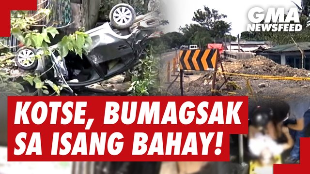 Kotse, bumagsak sa isang bahay! | GMA News Feed
