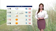 [종합뉴스 날씨] 내일 아침 쌀쌀·낮 기온 올라…주말 기온 '뚝'
