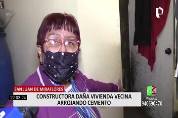 SJM: vecinos denuncian que constructora causa daños en sus viviendas arrojando cemento