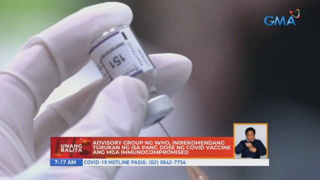 Advisory group ng WHO, inirekomendang turukan ng isa pang dose ng COVID vaccine ang mga immunocompromised | UB