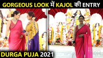 Kajol All Smile Posing For Durga Pooja Pandal | Navaratri 2021