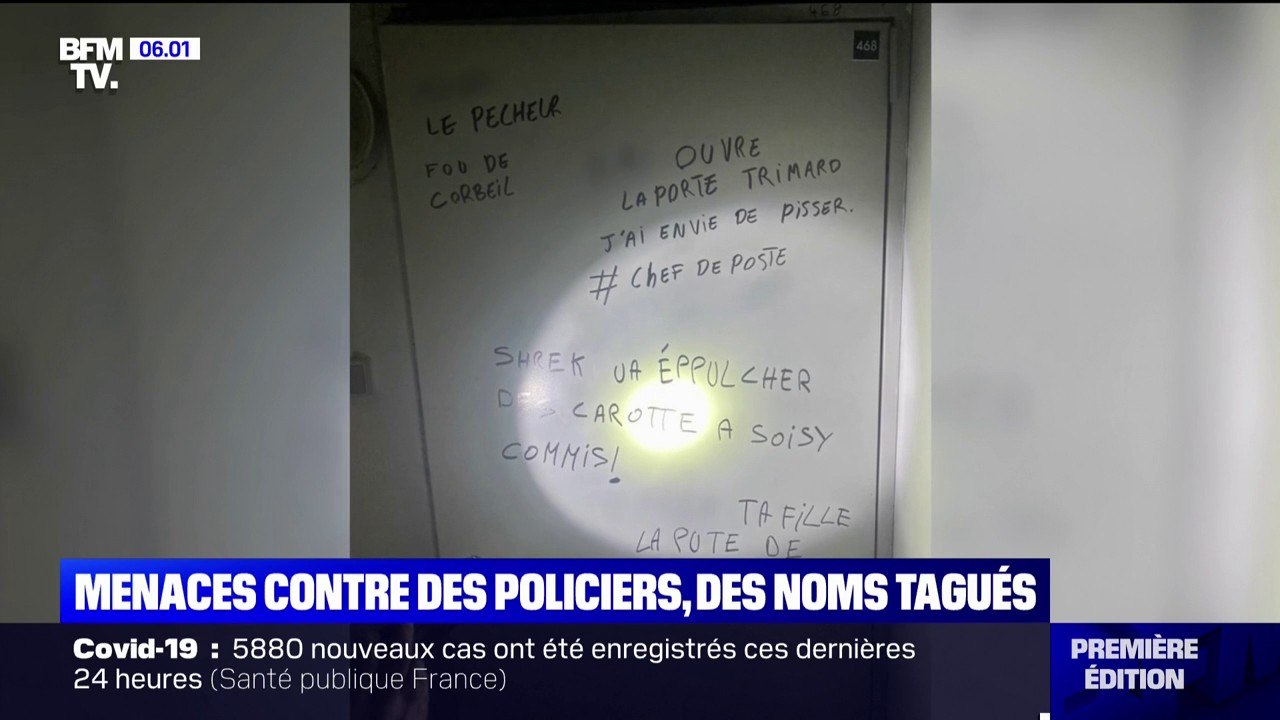 Des tags menaçants des policiers dans le hall d...