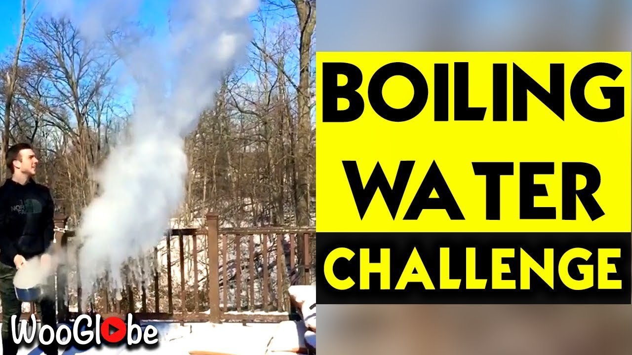 'Boiling water instantly freezes when thrown up in the air *Mpemba effect demonstration*'