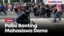 Video Detik-detik Polisi Banting Mahasiswa Demo di Kantor Bupati Tangerang