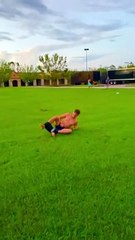Man Practicing Gymnastics Spins out of Pants