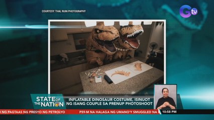 Inflatable Dinosaur costume, isinuot ng isang couple sa prenup photoshoot | SONA