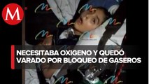 Niño con urgencia médica quedó atrapado ayer en bloqueos de gaseros
