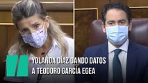 Yolanda Díaz dando datos a García Egea