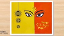Happy Durga puja easy Painting for beginners with Poster color __ Happy Navratri Special painting