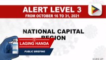 Metro Manila, ibinaba na sa Alert level 3 simula October 16 hanggang October 31