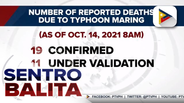 NDRRMC: Kumpirmadong nasawi sa pananalasa ng bagyong Maring, umakyat na sa 19; search and rescue ops sa 13 nawawala, patuloy