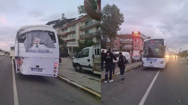 Şoförü uyuduğu iddia edilen otobüs minibüse çarptı: 3 yaralı