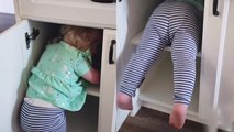 'Mom catches toddler daughter chilling in a cabinet'