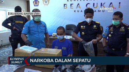 Descargar video: Bea Cukai dan BNN Sita Paket Sabu Seberat 2 Kg di Dalam Sepatu