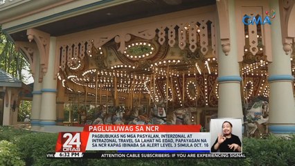 Pagbubukas ng mga pasyalan, interzonal at intrazonal travel sa lahat ng edad, papayagan na sa NCR kapag ibinaba sa Alert Level 3 simula Oct. 16 | 24 Oras