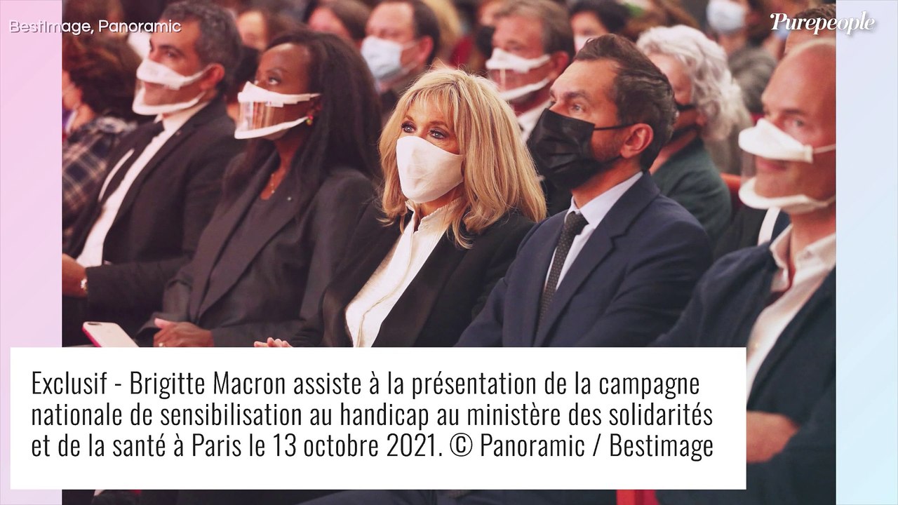 Brigitte Macron souriante en tailleur pour le lancement de la campagne nationale sur le handicap