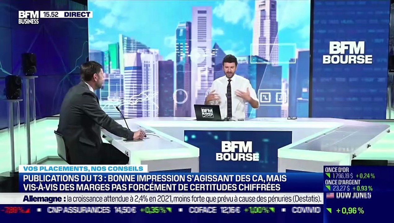 Guillaume Bayre (BFM Bourse) : Publications du T3, bonne impression s'agissant des CA, mais vis-à-vis des marges pas forcément de certitudes chiffrées - 14/10