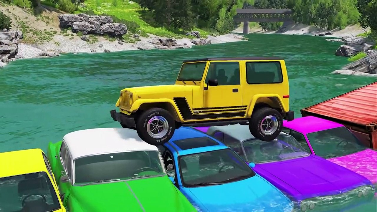 Many Cars Car Rescue - Cars Vs Deep Water - BeamNG.Drive