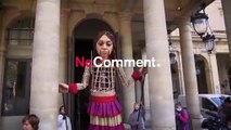 Giant puppet, of Syrian girl, visits sights of Paris