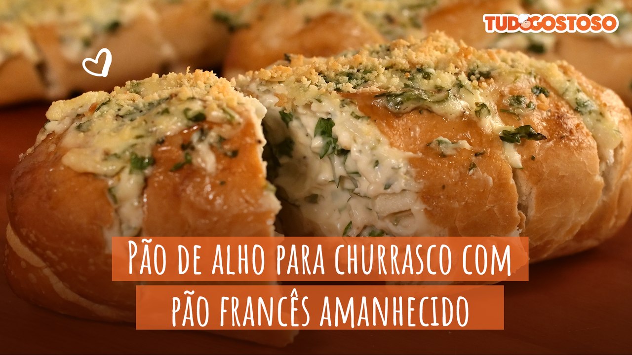Pão de alho para churrasco com pão francês aman...