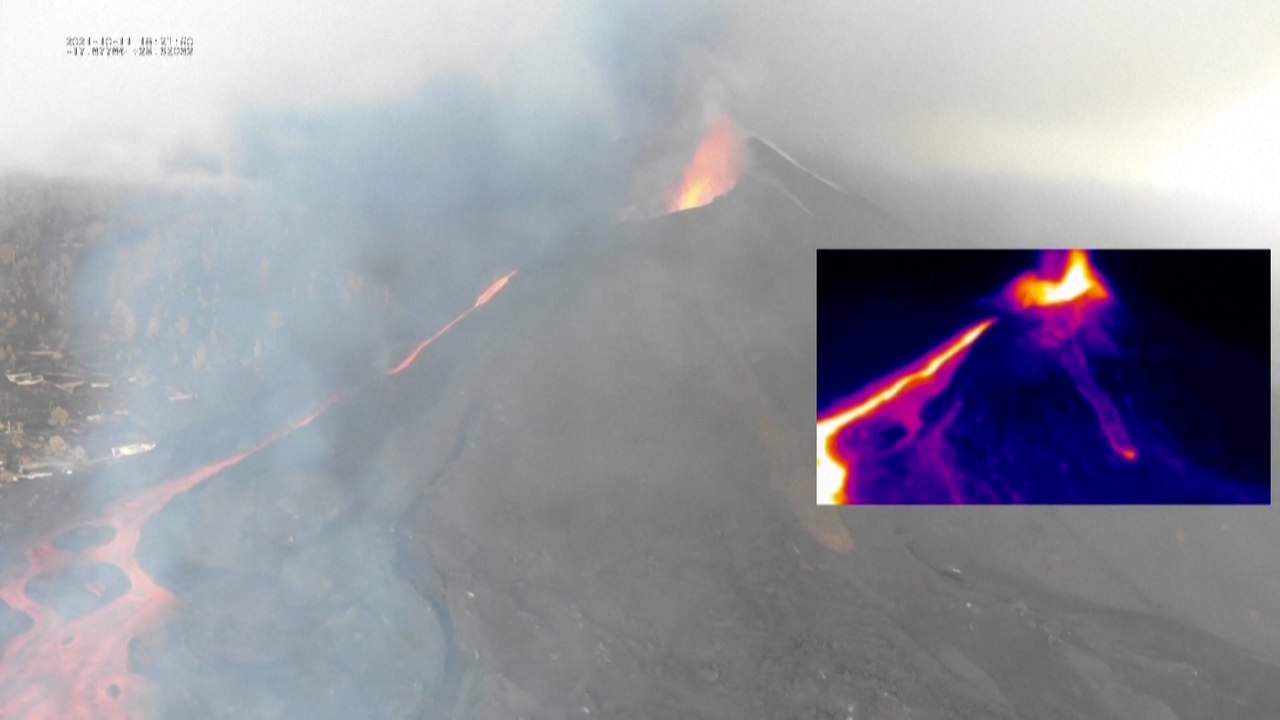 Luftaufnahmen von Lavaströmen auf La Palma