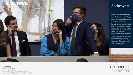 Record de vente aux enchères pour "Love is in the bin" de Banksy