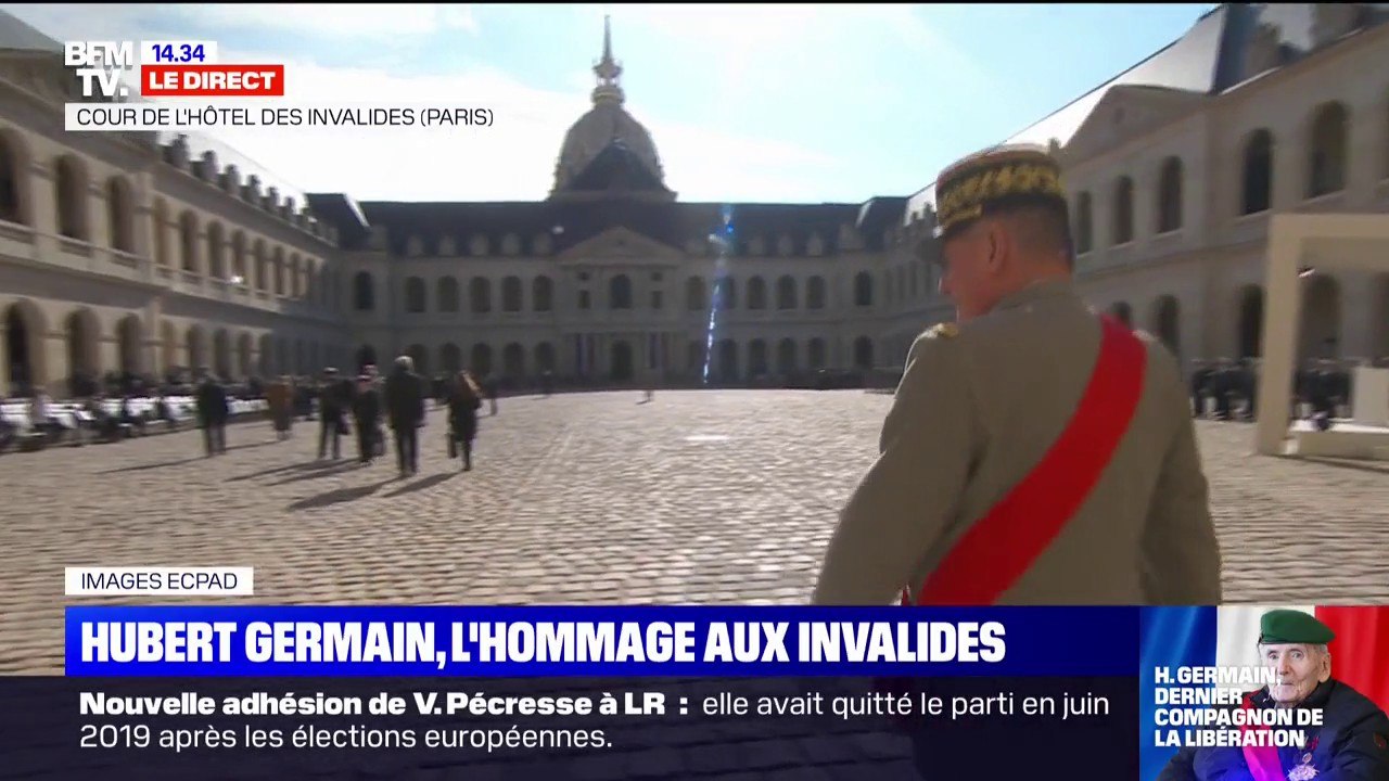 Emmanuel Macron rend hommage à Hubert Germain, dernier compagnon de la Libération, aux Invalides