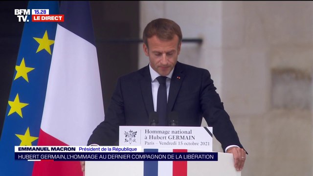 Hommage à Hubert Germain: Emmanuel Macron revient sur le moment où le dernier Compagnon de la Libération est parti faire la guerre