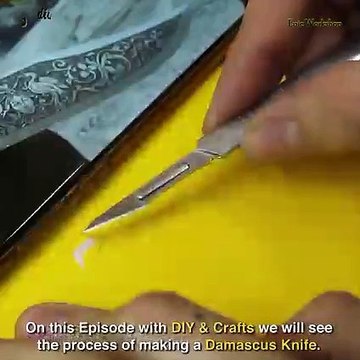 etched Damascus knife making mine craft forging Damascus sword Damascus knife forging